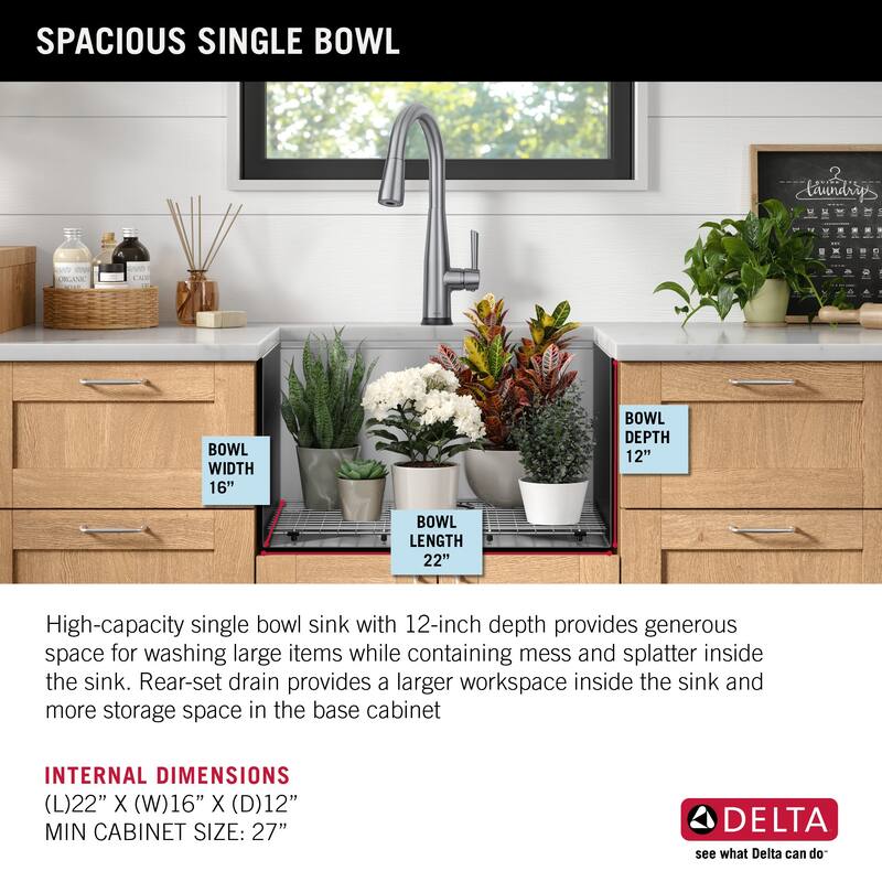 Delta 95B9031-24SL Rivet 24” Workstation Laundry Utility Kitchen Sink