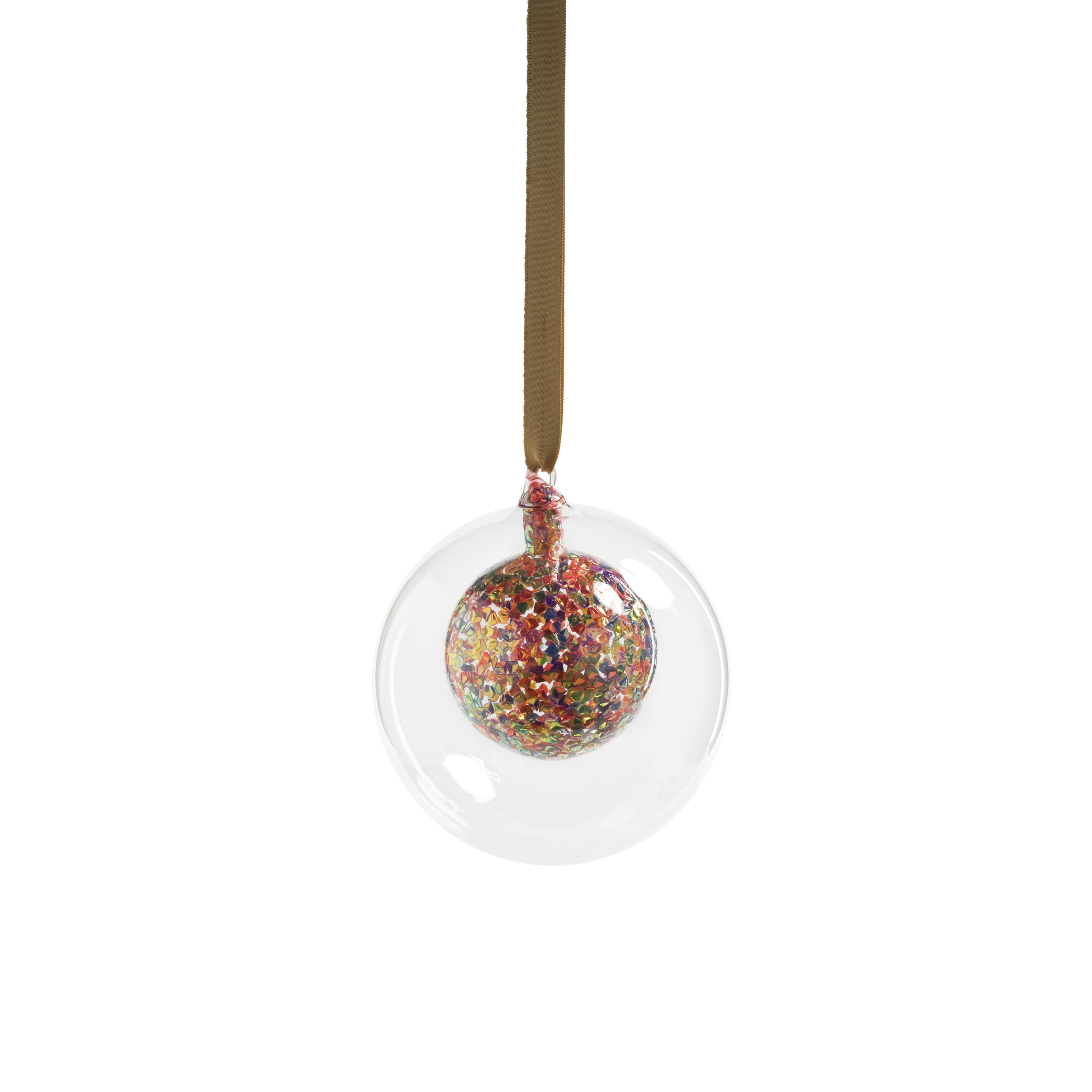 2-Piece Double Glass Sequin Ball Ornament Set, 6"