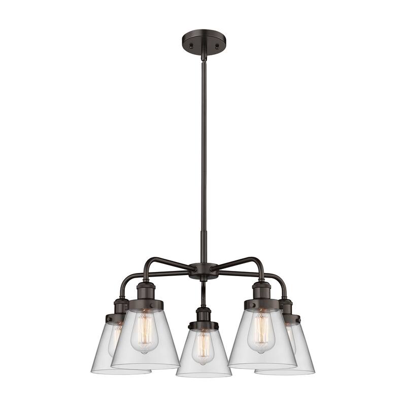 Innovations Lighting Cone - 5 Light 24" Stem Hung Chandelier - Clear/Oil Rubbed Bronze