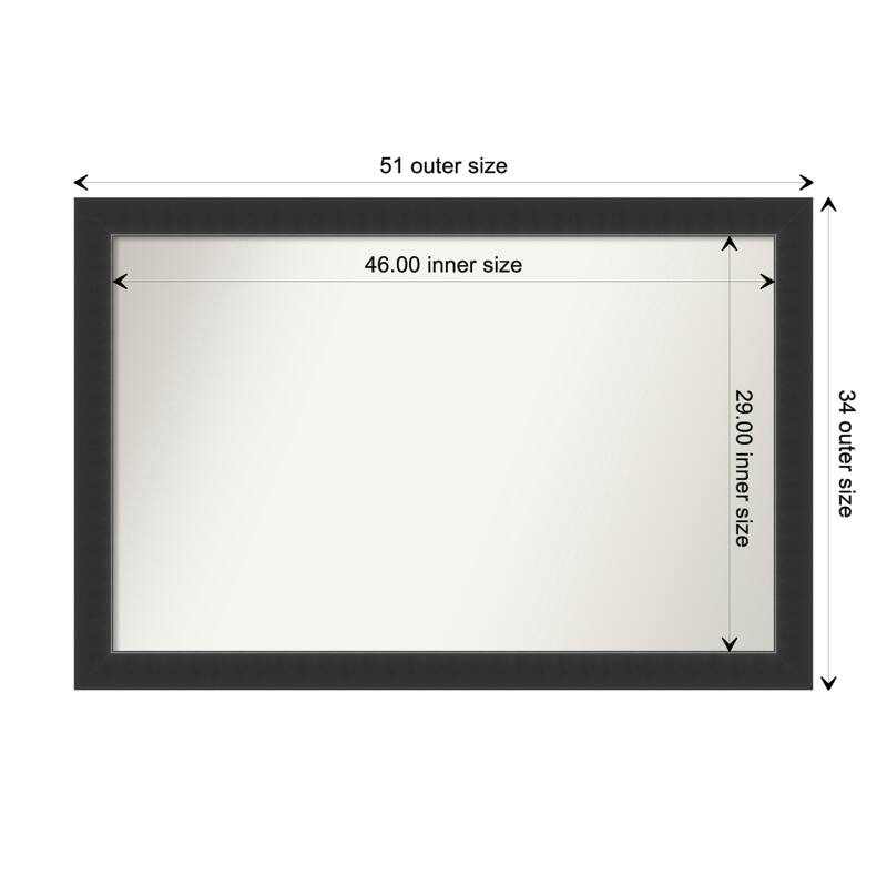 Corvino Black Framed Non-Beveled Custom Wall Mirror, Bathroom Vanity Mirror - Outer Size: 51 x 34