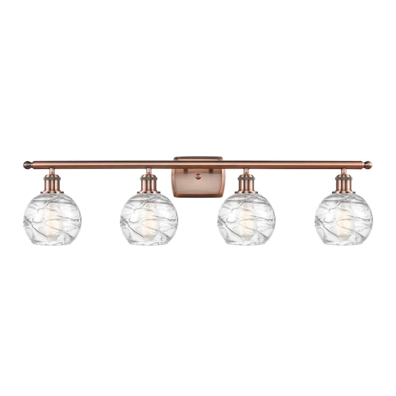 Innovations Lighting Small Deco Swirl 4 Light 36" Wide Bathroom Vanity - Antique Copper / Clear
