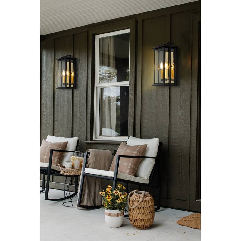 Outdoor Wall sconce with gold candelabra interior - Black