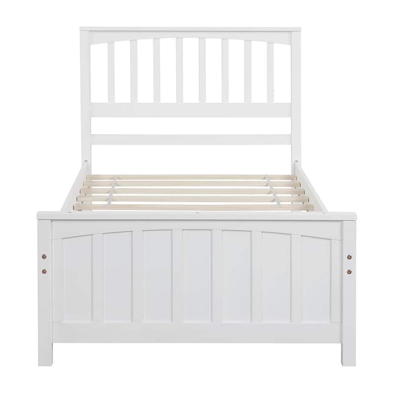 Durable Twin Wood Platform Bed Frame with Reinforced Slat Support, No Box Spring Required