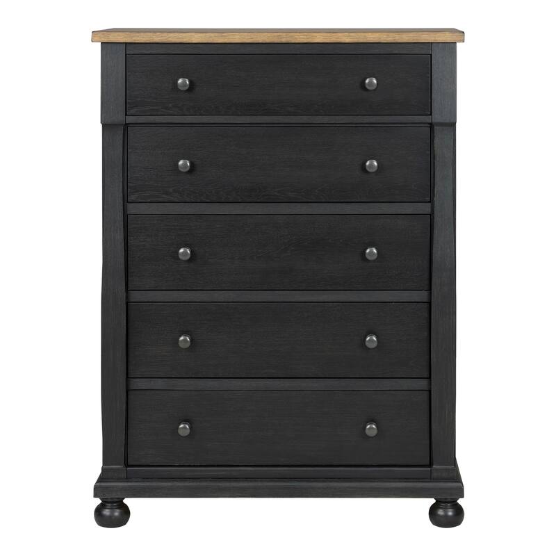Furniture of America Lucan I 6-Piece Farmhouse Black Solid Wood Panel Bedroom Set