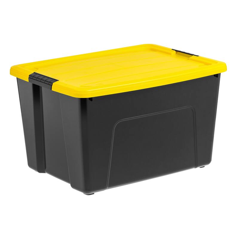 IRIS USA® Buckled Clear Box 60 Qt Buckle Lid - Yellow - Set of 6