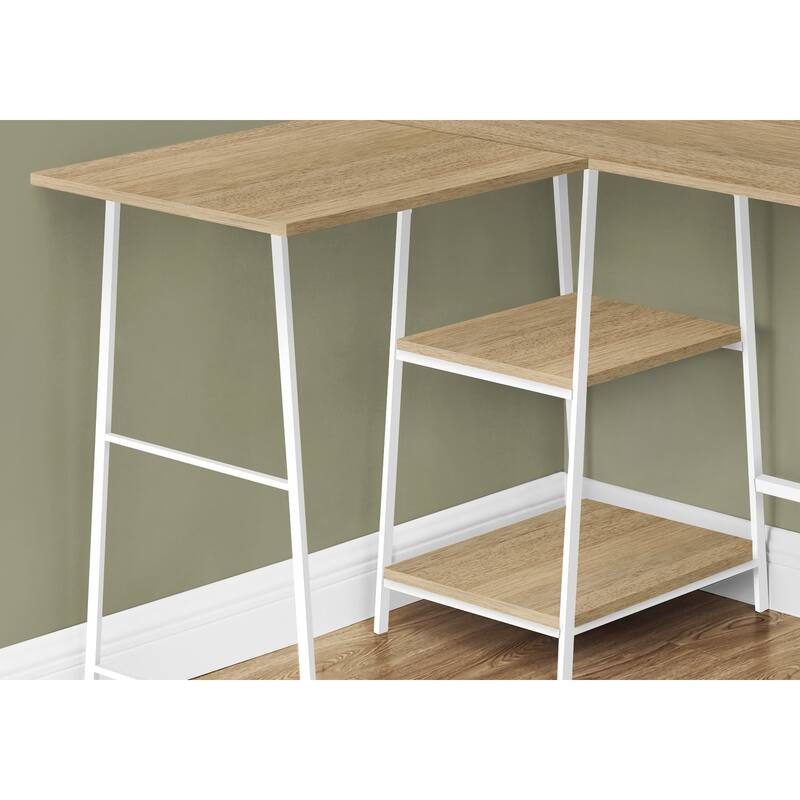 Modern 48" L-Shaped Desk with Storage Shelves, Metal Sawhorse Legs, Corner Desk for Home Office