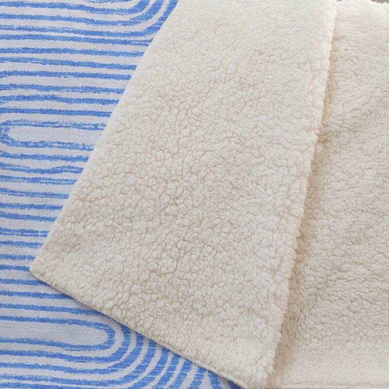 Premium Machine Washable Contemporary Sherpa Throw Blanket