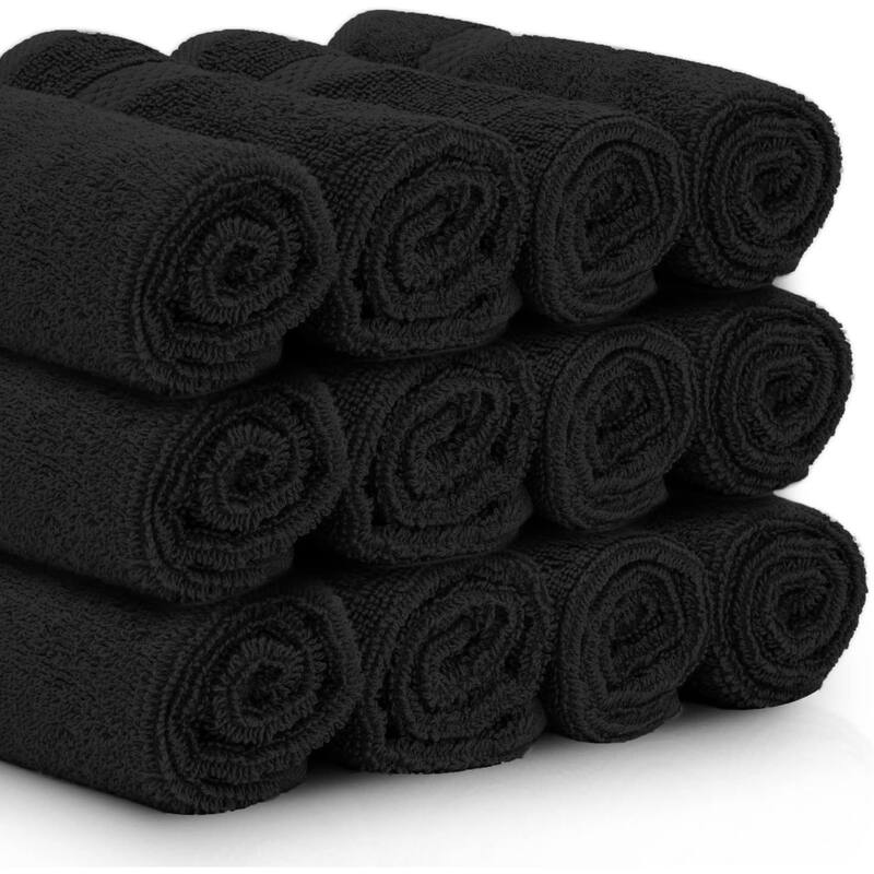 White Classic Luxury Cotton Washcloth 13x13 - Set of 12