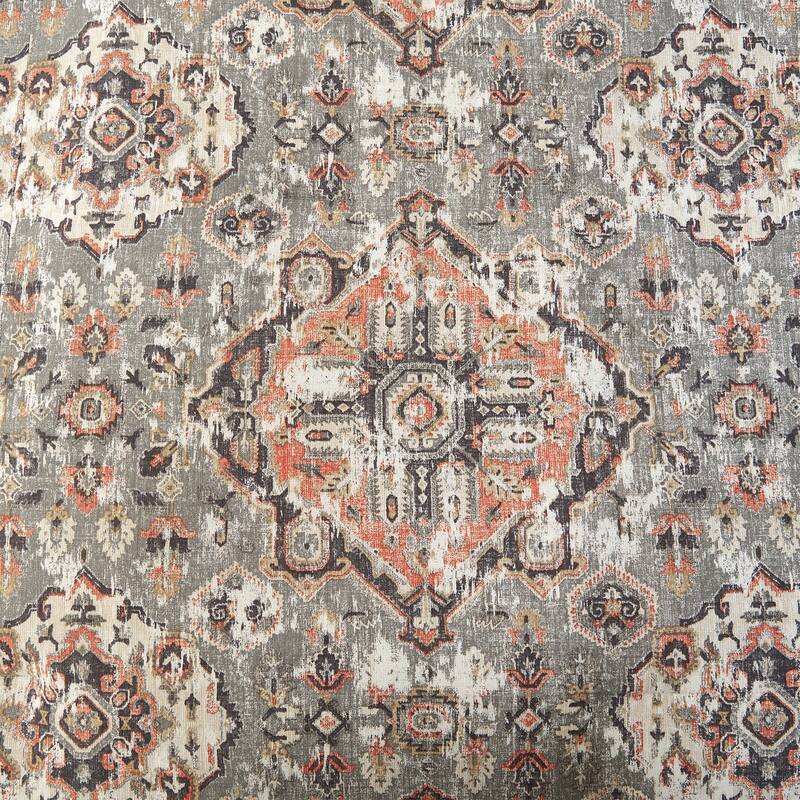 HiEnd Accents Carmen Taupe Linen Medallion Vintage Kilim Modern Rustic 3 Piece Comforter Set