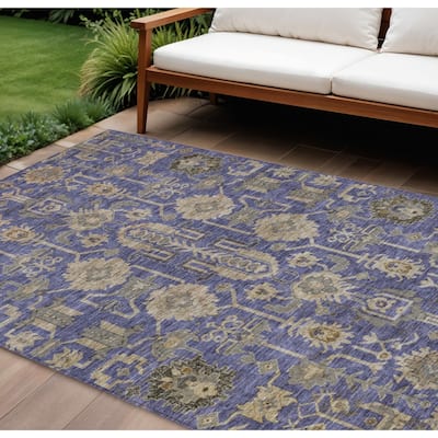 HomeRoots Oriental Traditional Rectangle Outdoor Rug