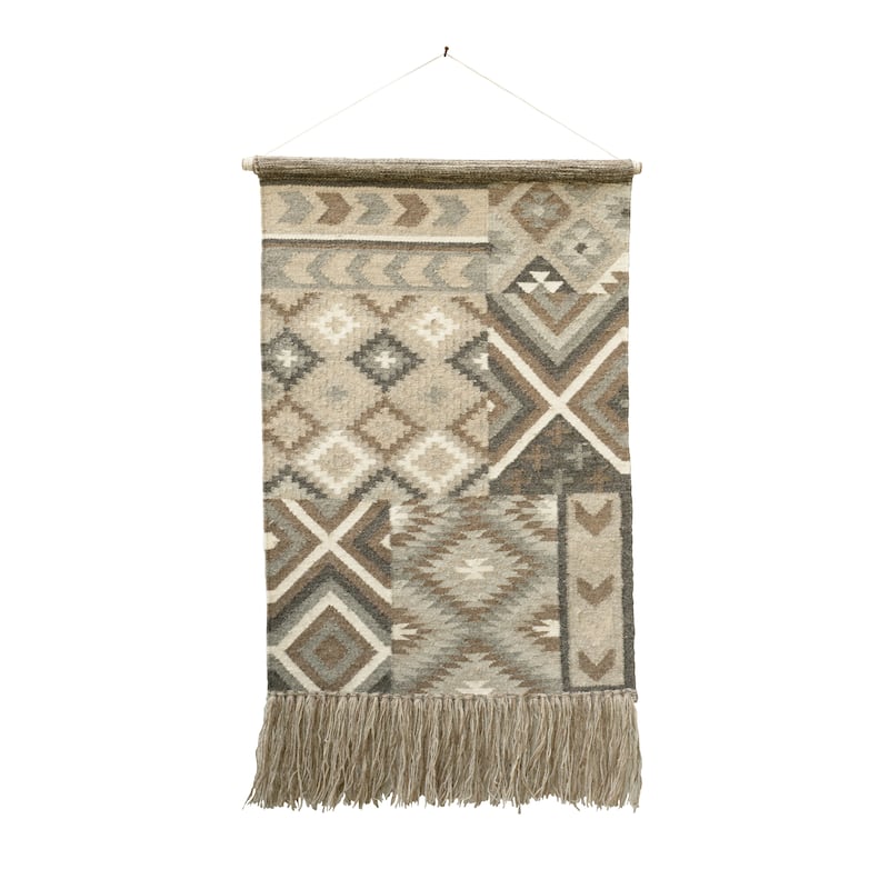 Loominaire Rustic Kilim Wallhanging "Sierra" Hand Woven of Wool & Cotton For Living Room Bed Room Family Room Walls