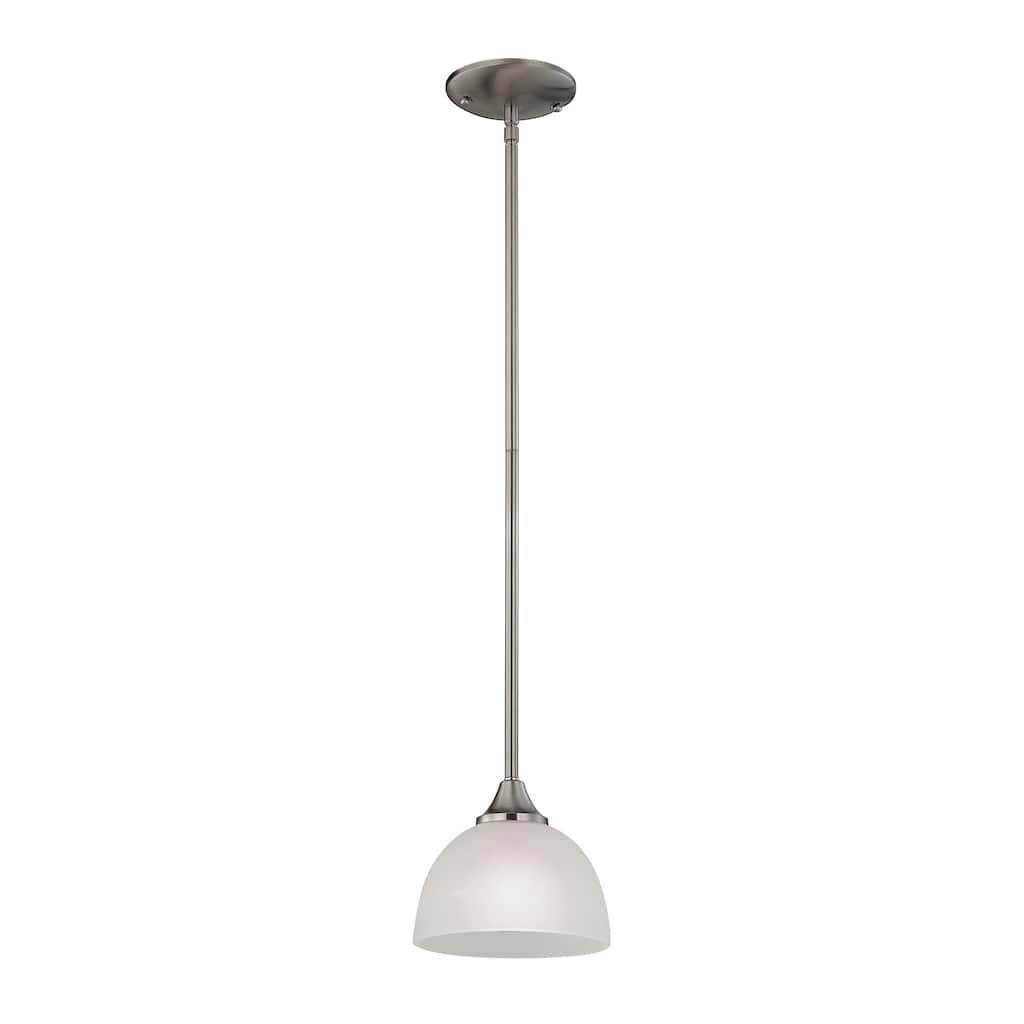 Bristol Lane 7-inch Wide 1-Light Mini Pendant in Brushed Nickel with White Glass - 7in W x 7in D x 44in H