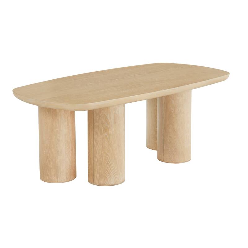 Edo Contemporary Oak-Finished Table with Sturdy Column Base by iNSPIRE Q Modern - Coffee Table