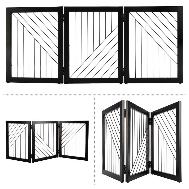 PETMAKER 3-Panel Foldable Pet Gate, Black - N/A