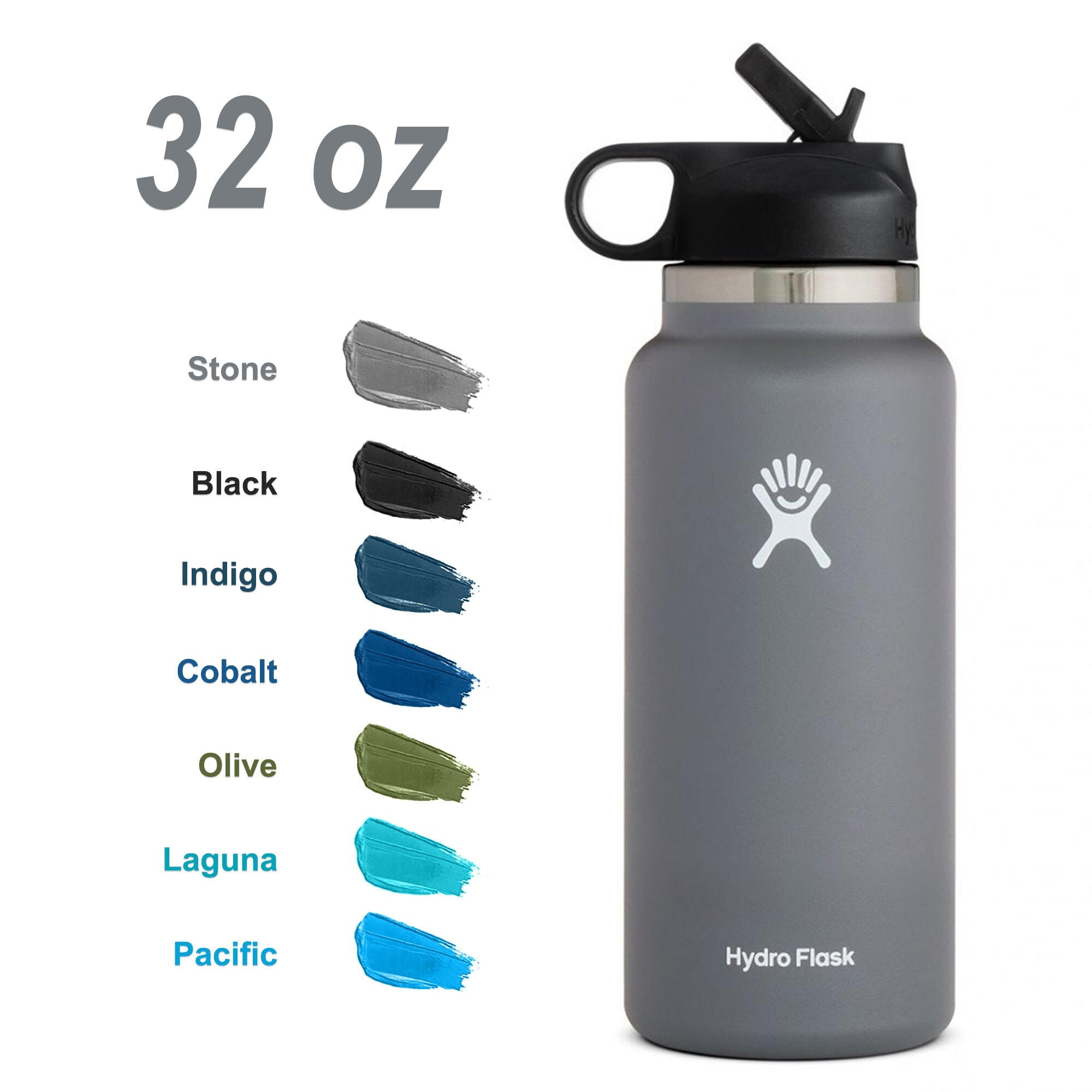 Hydro Flask 32-Ounce Wide Mouth Water Bottle with Straw Lid