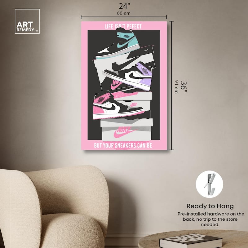 Pastel Big Sneaker Stack Canvas by Art Remedy, Gallery Wrapped