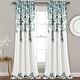 preview thumbnail 67 of 95, Porch & Den Elcaro Floral Room Darkening Curtain Panel Pair 52"W x 84"L - Blue & Gray