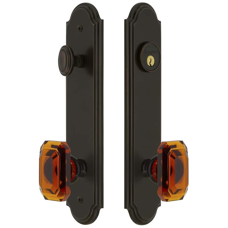Grandeur Arc Solid Brass Tall Plate Single Cylinder Keyed Entry Set - Timeless Bronze