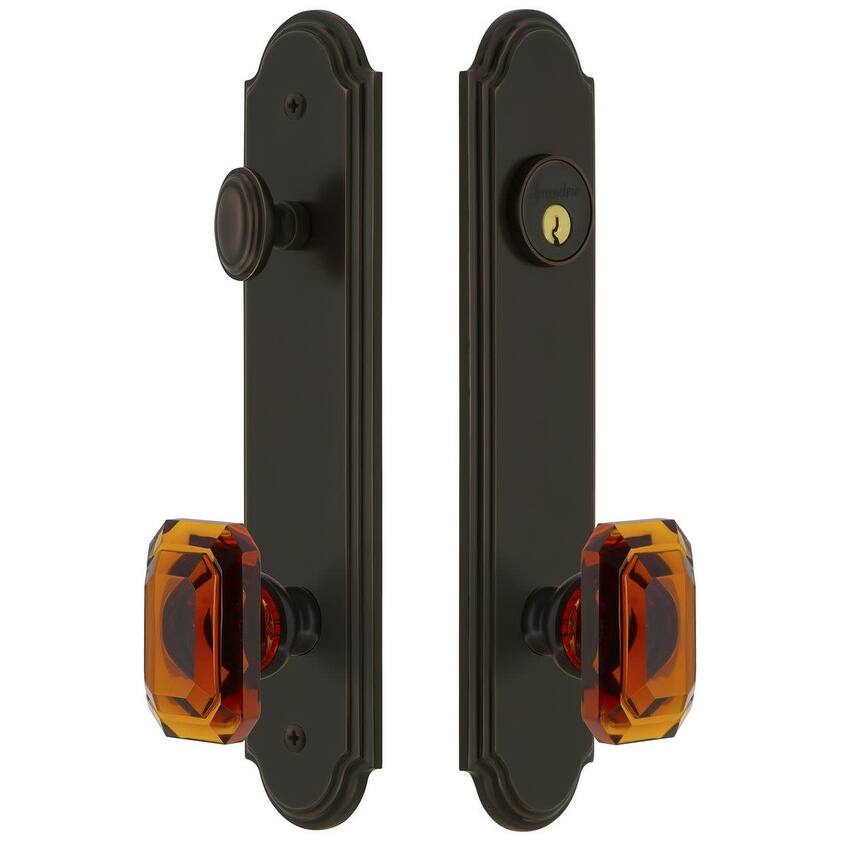 Grandeur Arc Solid Brass Tall Plate Single Cylinder Keyed Entry Set