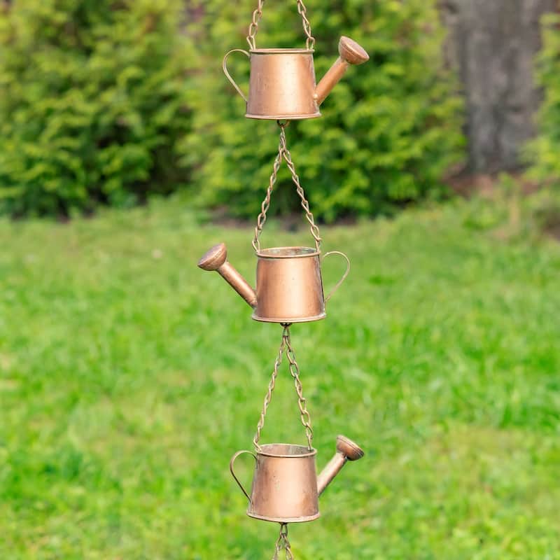 74" Long Iron Rain Chain with Watering Cans