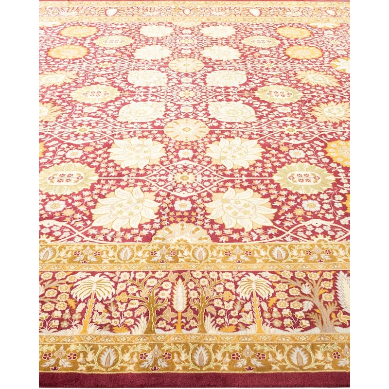 Overton Hand Knotted Wool Vintage Inspired Traditional Mogul Purple Area Rug - 8' 10" x 12' 6"