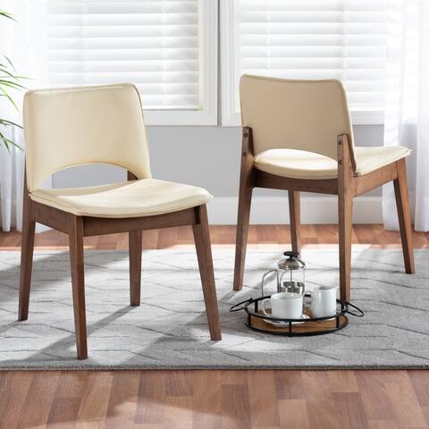 Afton Mid-Century Modern 2-Piece Short Back Dining Chair Set