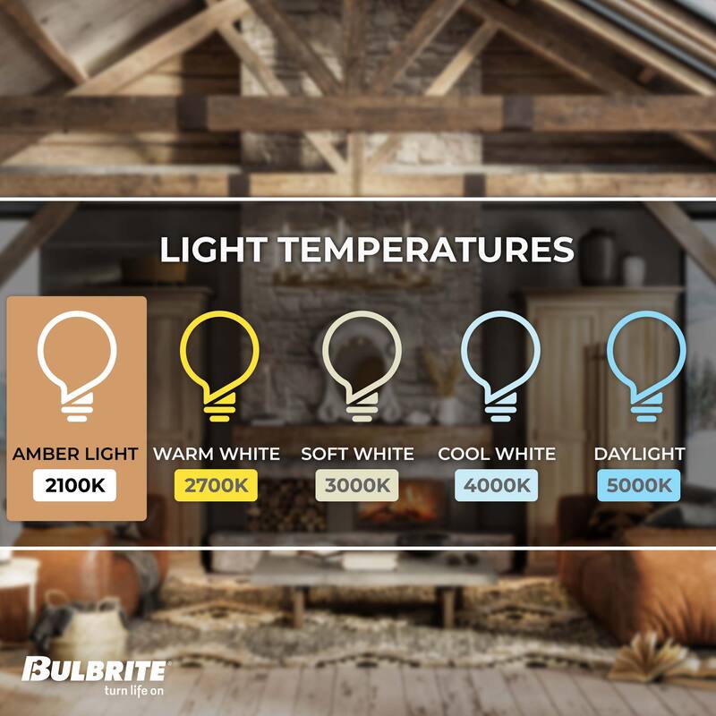 Bulbrite Spunlite Pack of (4) 4 Watt Dimmable C15 LED Filament Light Bulb with Amber Glass Finish and Medium (E26) Base