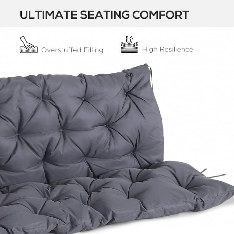 Outsunny 3 Seater Outdoor Seat Pads Bench Swing Chair Replacement Cushions Backrest for Patio Garden