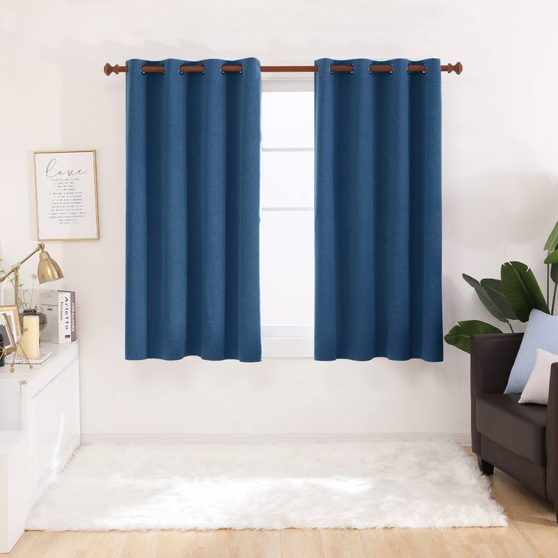 Deconovo Total Blackout Faux Linen Curtains 2 Panels