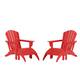 Laguna 4-Piece Adirondack Chairs with Ottomans Set - Red