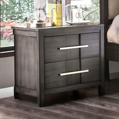 Wooden Nightstand with 2 Dovetail Drawers, Large Capacity Bedroom Storage Cabinet, Coffee Table with Nickel Bar Pull