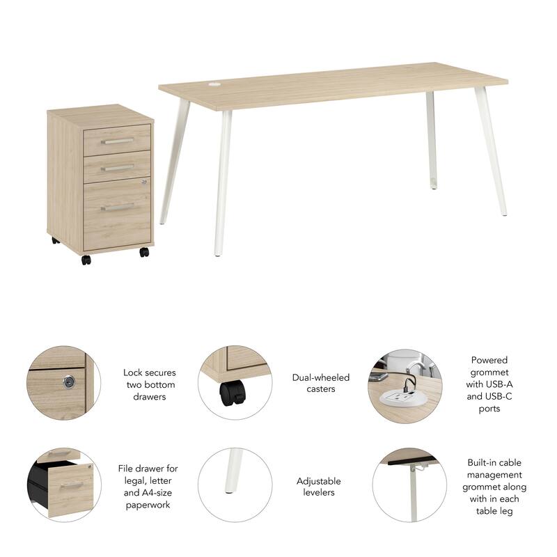 Bush Business Furniture Vista 72W Desk with Mobile File Cabinet