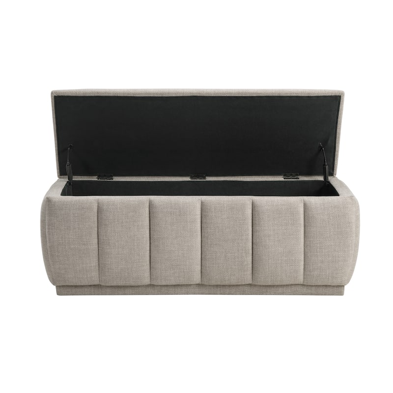 Modern Taupe Storage Bench Cushion Seat
