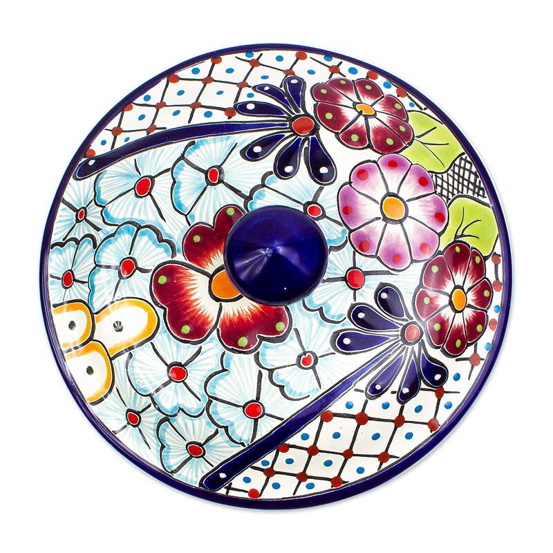 Novica Handmade Colors Of Mexico Ceramic Tortilla Server