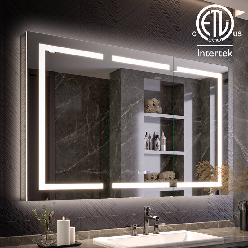 Modland 48"-72"W x 36"H Lighted Bathroom Medicine Cabinet with Backlit & Frontlit Modes,Anti-Fog