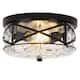 2-Light Flush Mount Glass Ceiling Light with Metal Frame - N/A