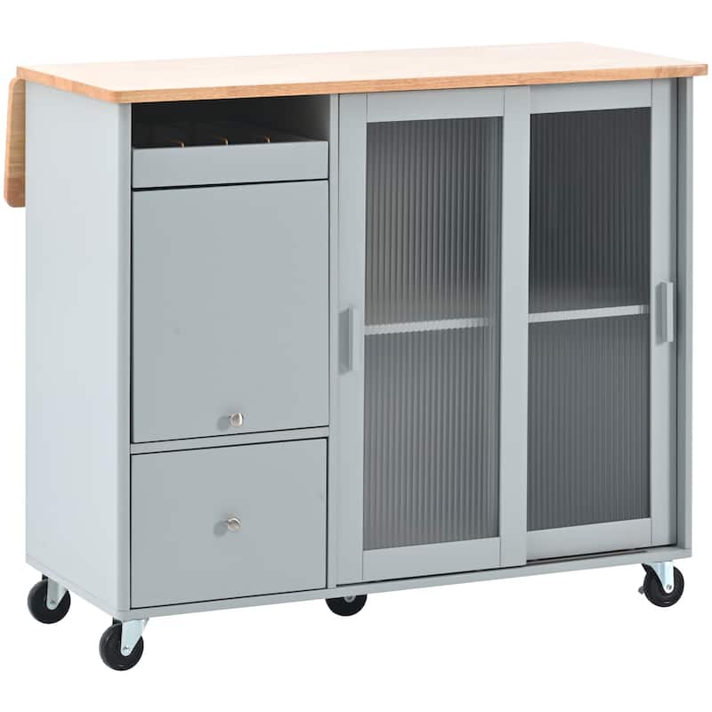 Kitchen Island with Drop Leaf & LED Light