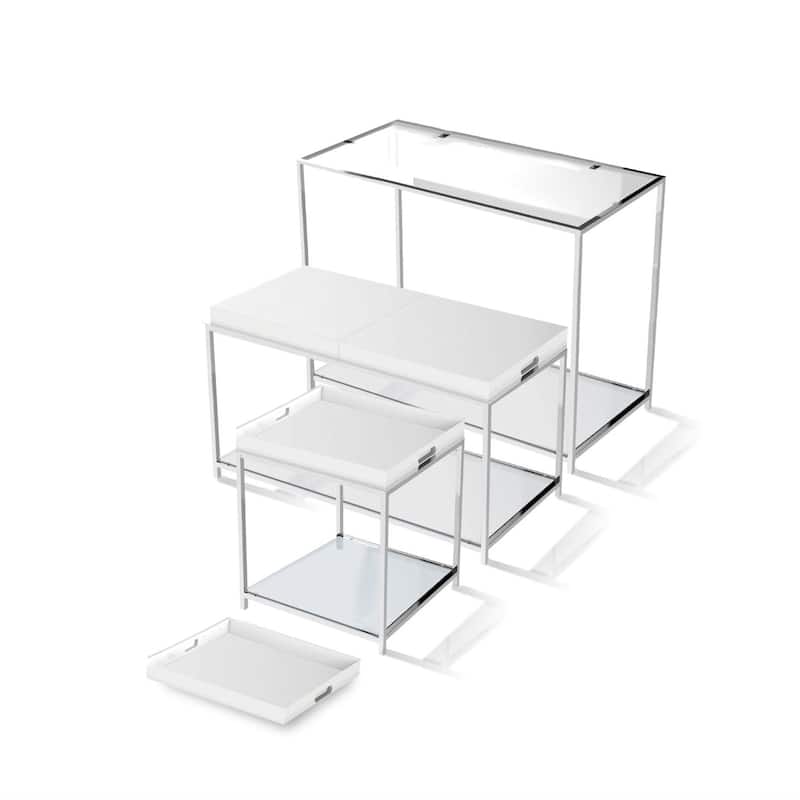 Modern Classic Metal End Table with White Removable Tray - 18"W x 18"D x 24"H