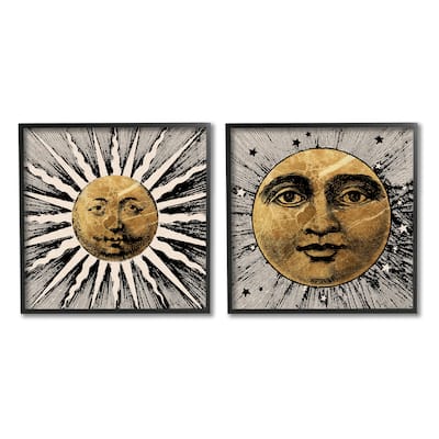 Stupell Boho Sun & Moon 2 Piece Framed Giclee Art Set Design by Lil' Rue