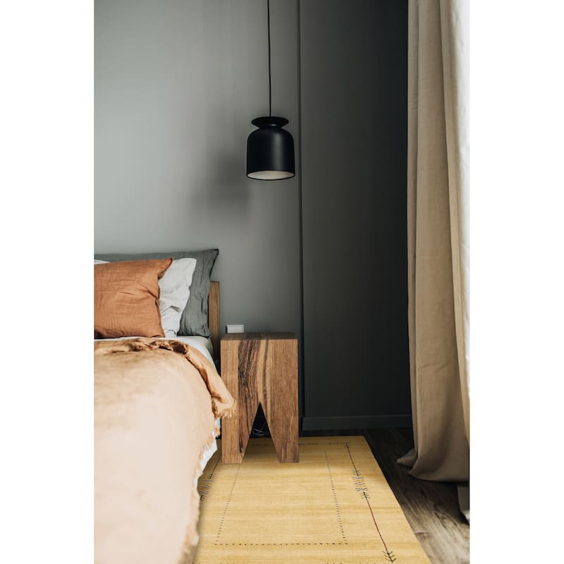 ECARPETGALLERY Hand Loomed Kashkuli Gabbeh Light Yellow Wool Rug - 3'11 x 5'8