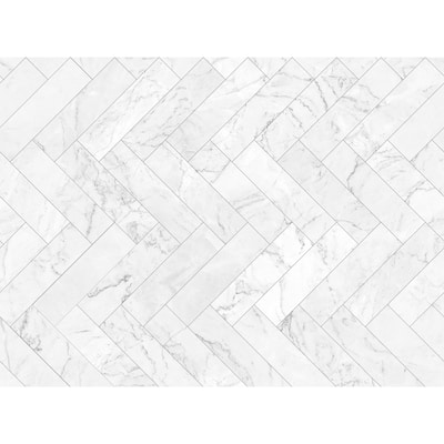 White Marble Brick wall Removable Wallpaper - 24'' inch x 10'ft
