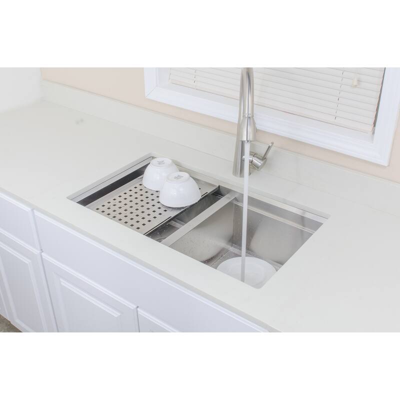 Wells Sinkware 3D Series 32-inch Undermount 50-50 Double Stainless Steel Kitchen Sink w/ Companion Colander and Cutting Board