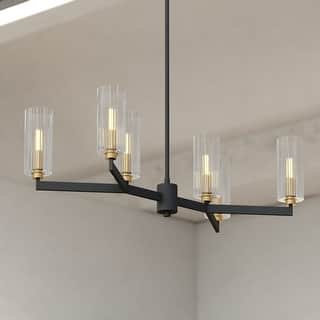 Claremont 6 Light Matte Black Contemporary Chandelier Clear Glass - 31.25-in W x 10.75-in H x 31.25-in D
