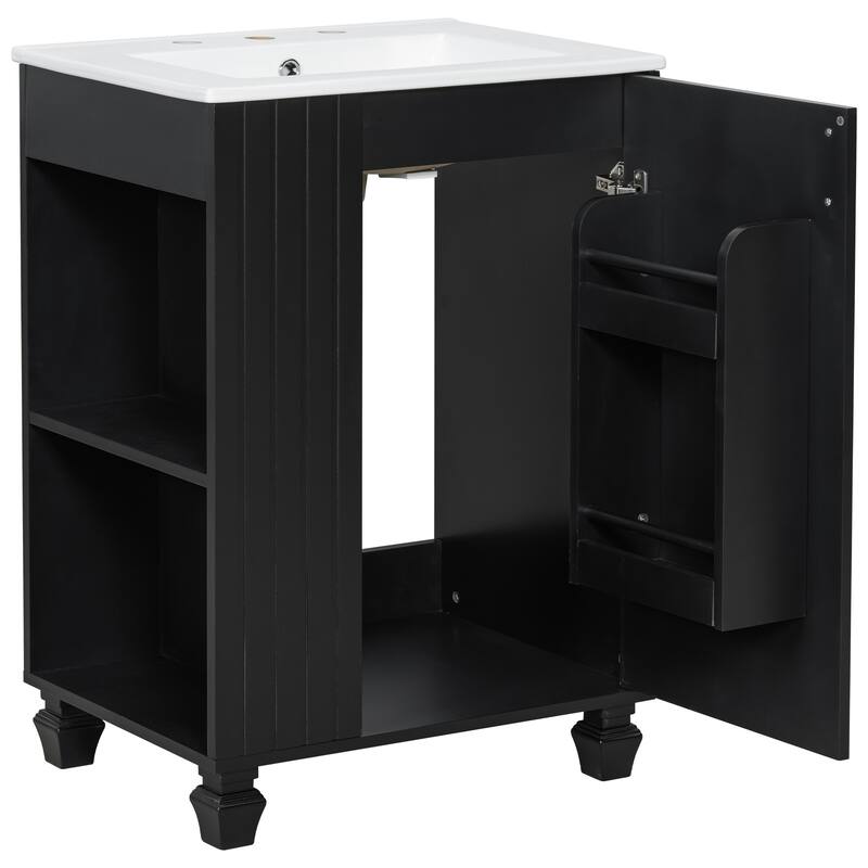24" Bathroom Vanity with Sink, Bathroom Cabinet with Door Shelf, Side Open Storage, Solid Wood Frame,Soft Closing Door