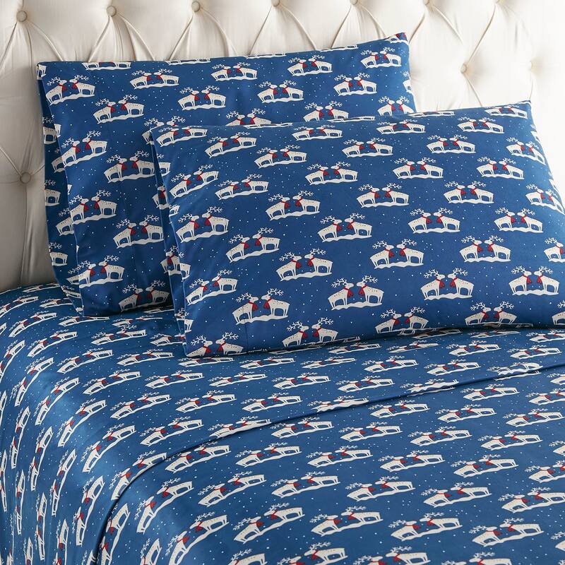 Shavel Micro Flannel® Patterned 4-piece Sheet Set - Full - Kiss Me Deer