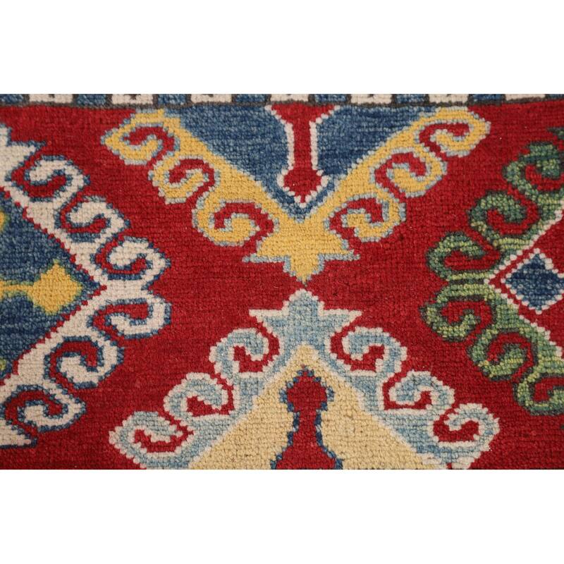 Striped Oriental Kazak Area Rug Hand-Knotted Wool Carpet - 6'7" x 9'9"