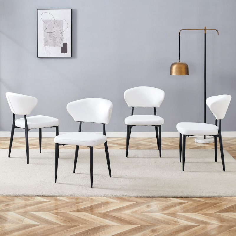 White Minimalist Ergonomic Dining Chair, With A Curved Backrest For Comfortable Design,Unlocking A Comfortable And Minim