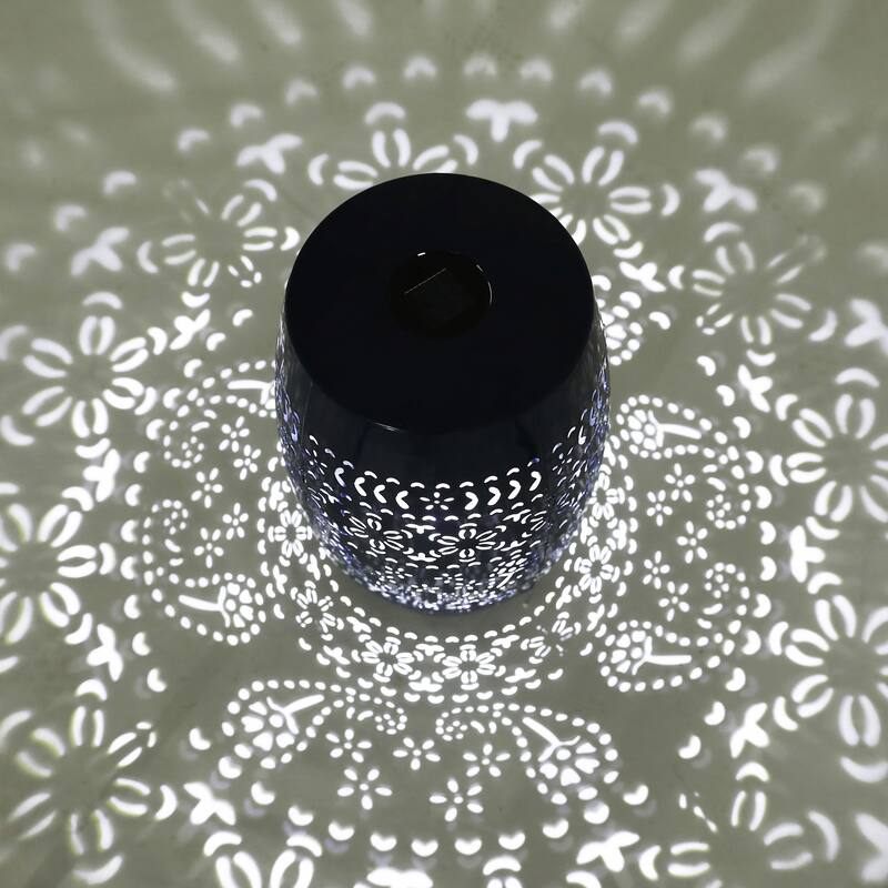 Solar Side Table with Built-in Solar Battery,Stunning Flower Pattern at Night,Eco-Friendly