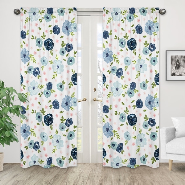 Sweet jojo watercolor floral on sale curtains