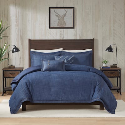 Woolrich Perry Blue Oversized and Overfilled Denim Comforter Set